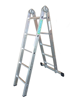 Лестница 2-х секционная алюминиевая шарнирная 2*5 Лестница 2-х секционная алюминиевая шарнирная 2*5